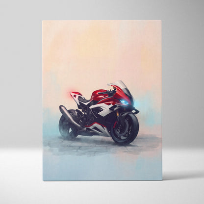 BMW S1000RR Inspired Sport Bike Wall Art, Motorsport Racing Print and Rider Gift