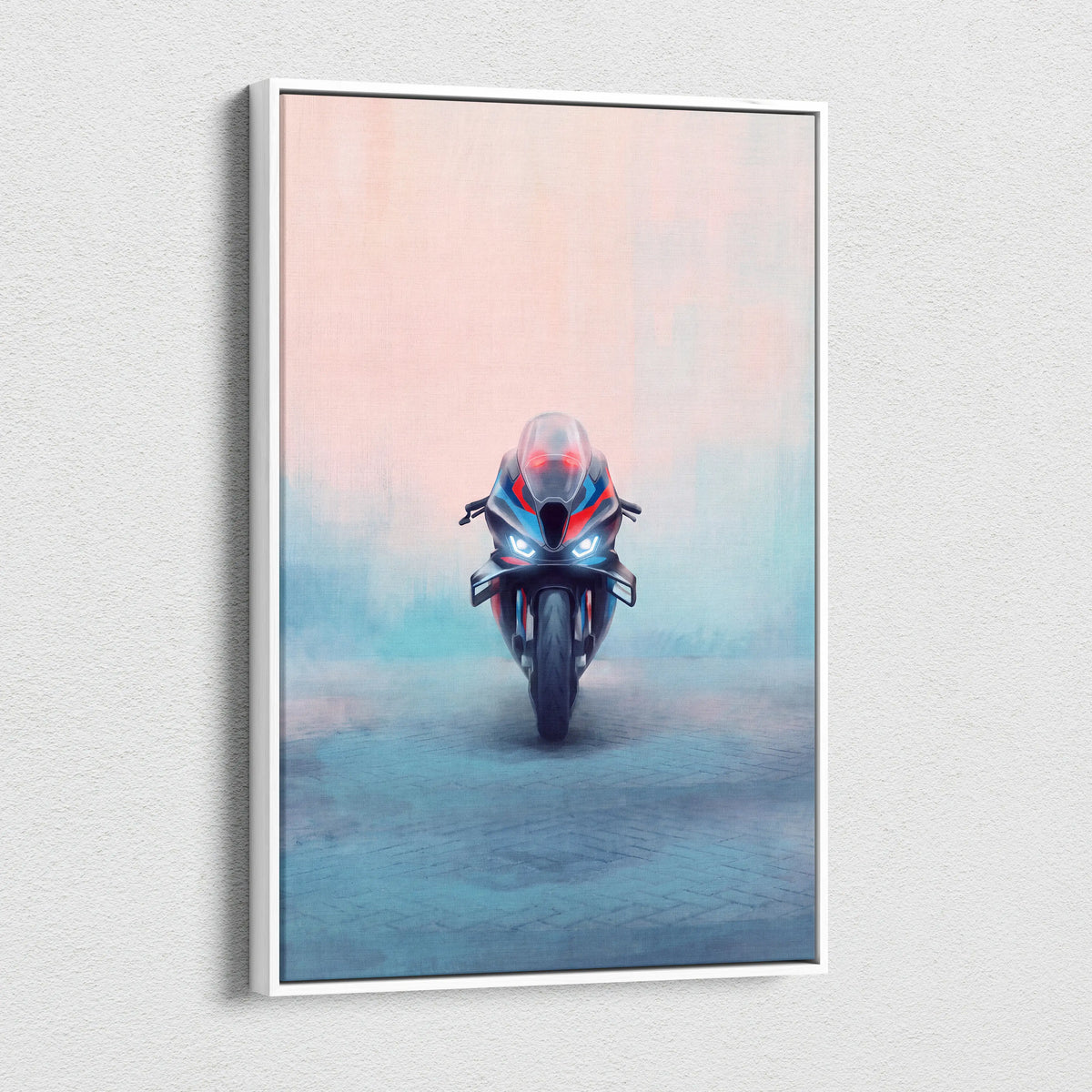 BMW M1000RR Inspired Sport Bike Wall Art, Carbon Winglet Superbike Print and Modern Garage Decor