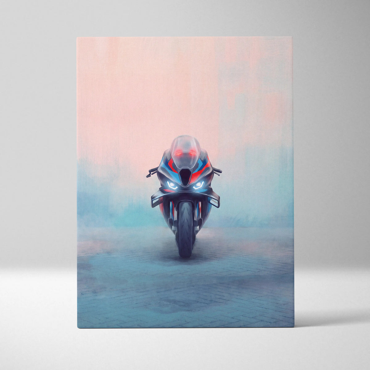 BMW M1000RR Inspired Sport Bike Wall Art, Carbon Winglet Superbike Print and Modern Garage Decor