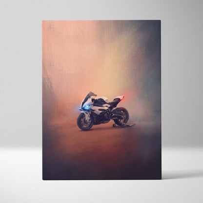 BMW S1000RR Inspired Supersport Wall Art, Motorsport Track Machine Canvas and Racing Fan Gift