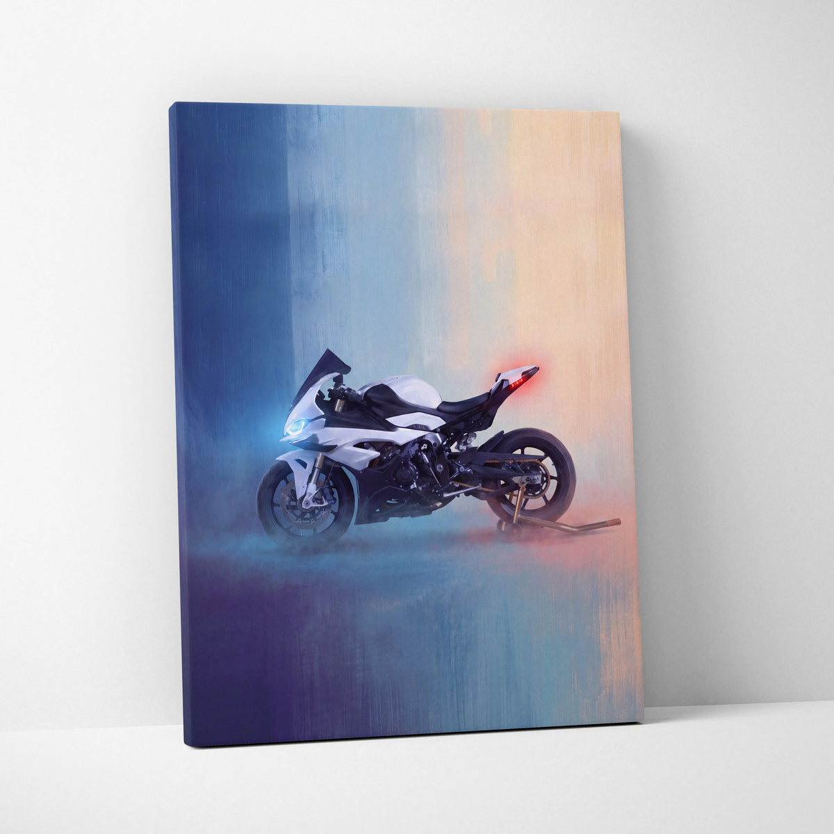 BMW S1000RR Inspired Motorcycle Wall Art, Monochromatic Track Print and Rider Gift