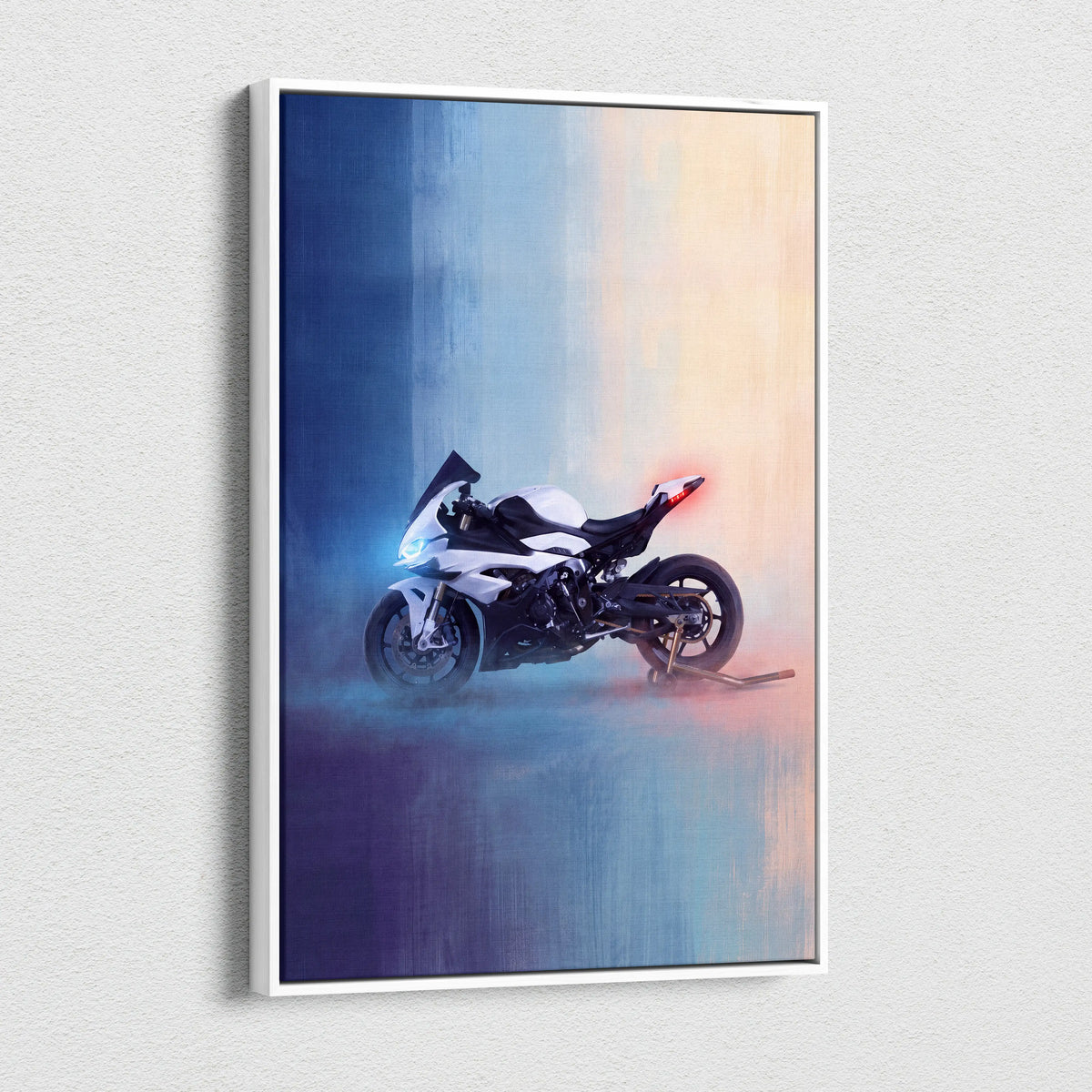 BMW S1000RR Inspired Motorcycle Wall Art, Monochromatic Track Print and Rider Gift