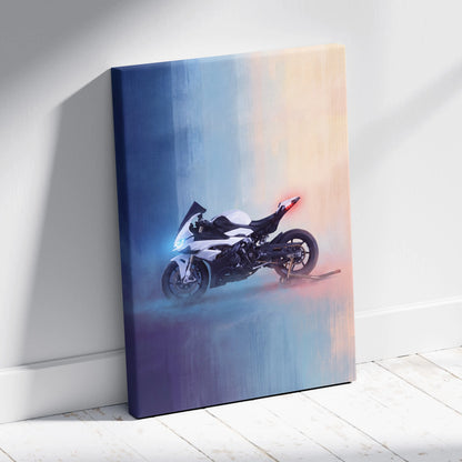 BMW S1000RR Inspired Motorcycle Wall Art, Monochromatic Track Print and Rider Gift