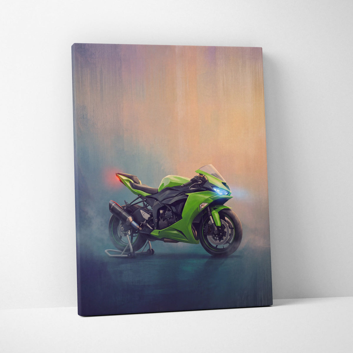 Kawasaki Ninja ZX6R Inspired Sport Bike Wall Art, Motorcycle Canvas Painting, Supersport Gift