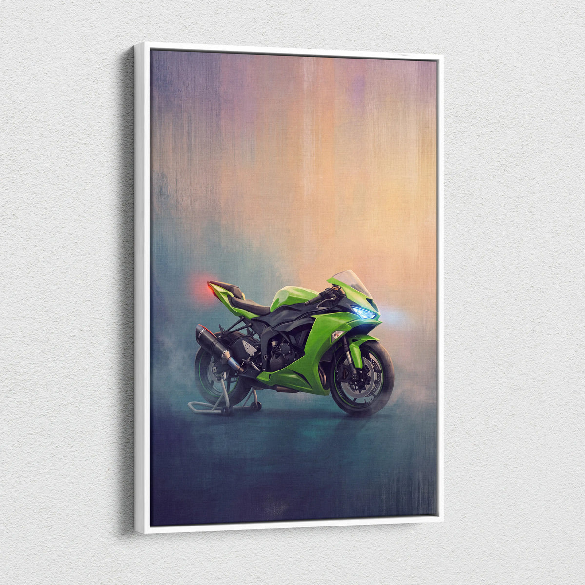 Kawasaki Ninja ZX6R Inspired Sport Bike Wall Art, Motorcycle Canvas Painting, Supersport Gift