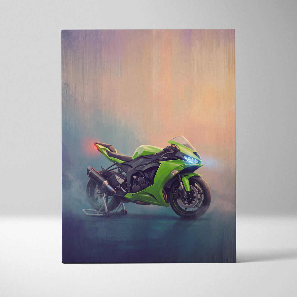 Kawasaki Ninja ZX6R Inspired Sport Bike Wall Art, Motorcycle Canvas Painting, Supersport Gift