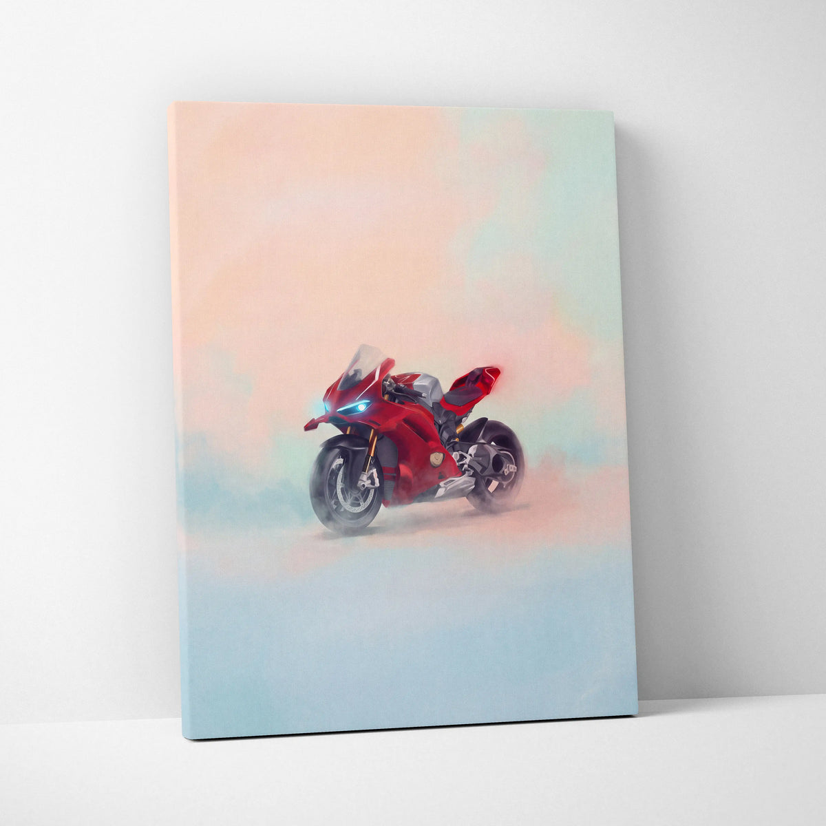 Ducati Panigale V4S Inspired Supersport Wall Art, Red Superbike Canvas and Motorcycle Gift