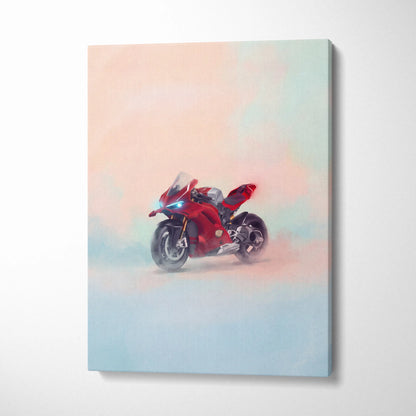 Ducati Panigale V4S Inspired Supersport Wall Art, Red Superbike Canvas and Motorcycle Gift