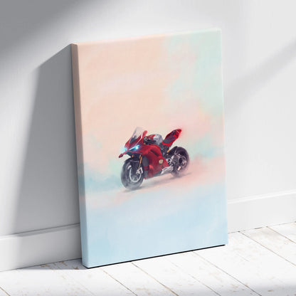 Ducati Panigale V4S Inspired Supersport Wall Art, Red Superbike Canvas and Motorcycle Gift