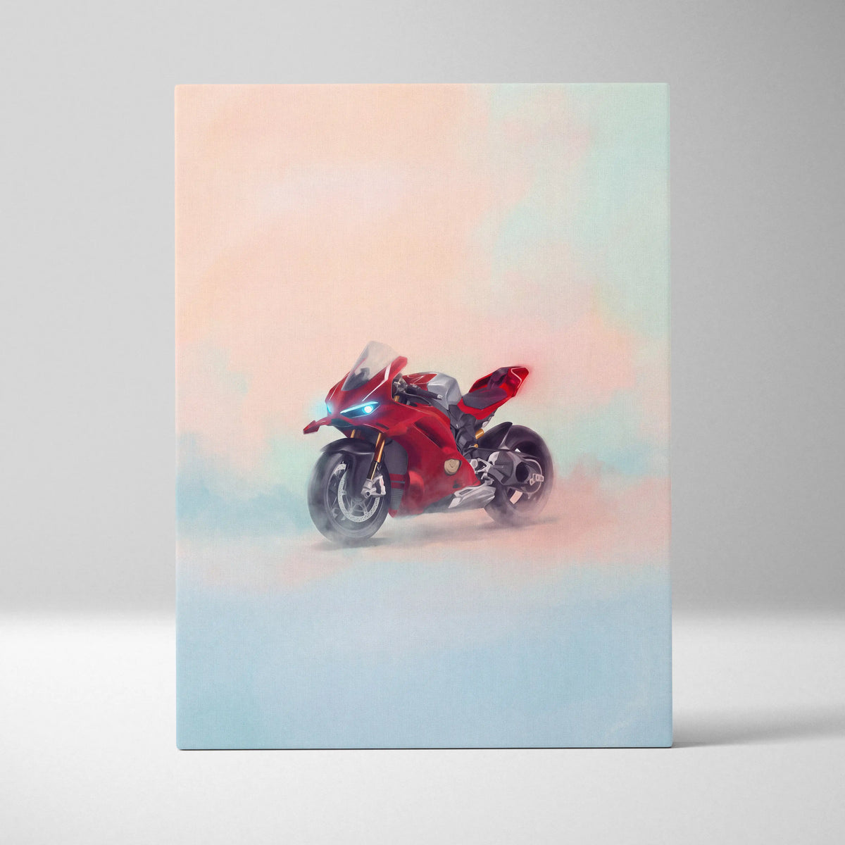 Ducati Panigale V4S Inspired Supersport Wall Art, Red Superbike Canvas and Motorcycle Gift