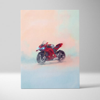 Ducati Panigale V4S Inspired Supersport Wall Art, Red Superbike Canvas and Motorcycle Gift