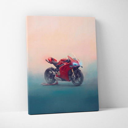 Ducati Panigale V4S Inspired Motorcycle Wall Art, Italian Superbike Print and Garage Decor