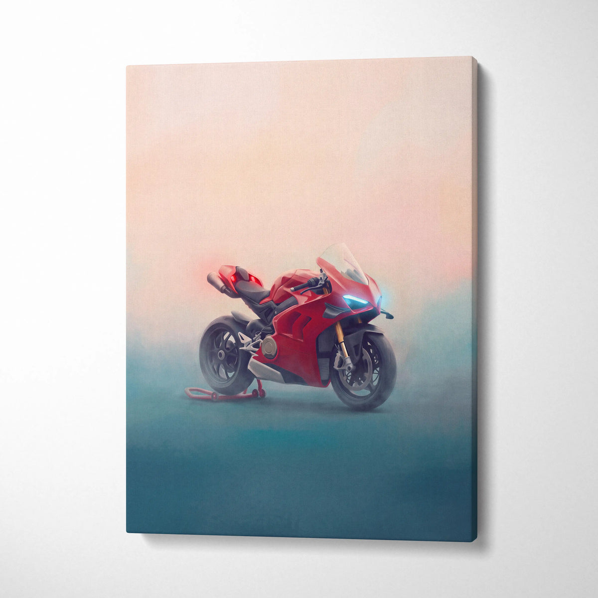 Ducati Panigale V4S Inspired Motorcycle Wall Art, Italian Superbike Print and Garage Decor