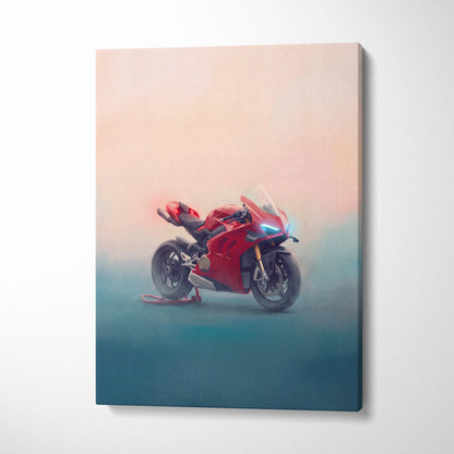 Ducati Panigale V4S Inspired Motorcycle Wall Art, Italian Superbike Print and Garage Decor