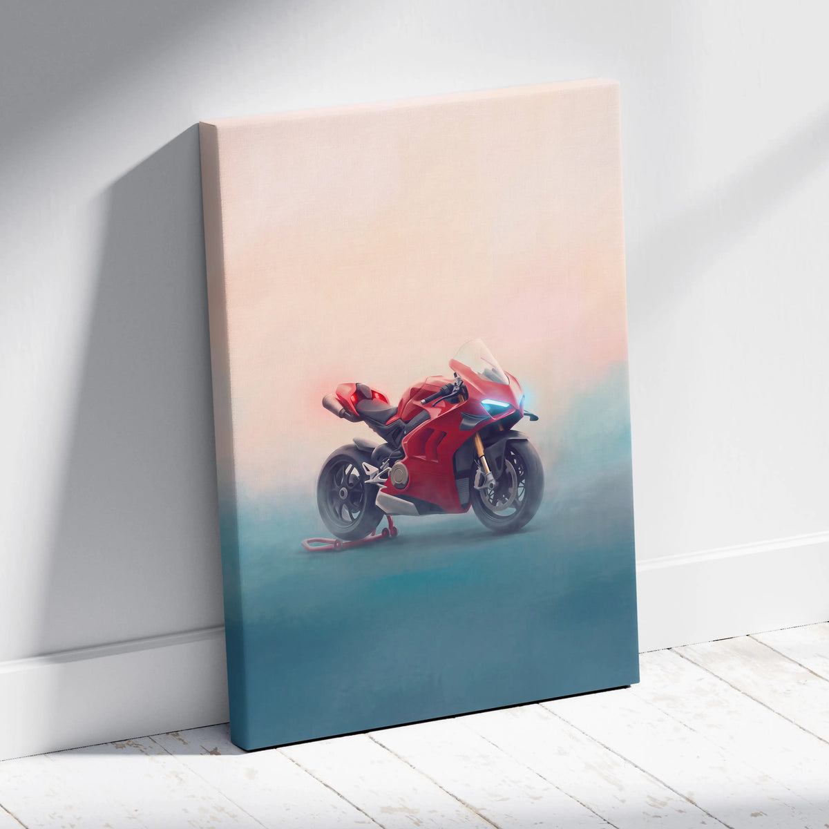 Ducati Panigale V4S Inspired Motorcycle Wall Art, Italian Superbike Print and Garage Decor