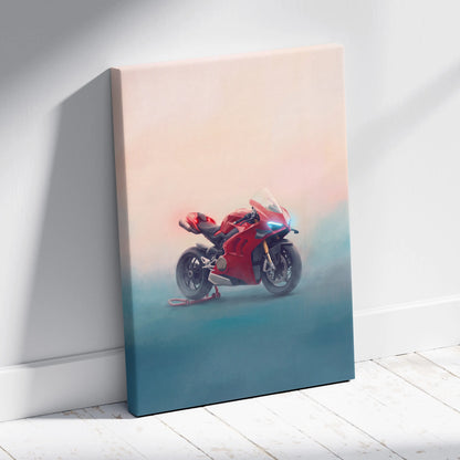Ducati Panigale V4S Inspired Motorcycle Wall Art, Italian Superbike Print and Garage Decor