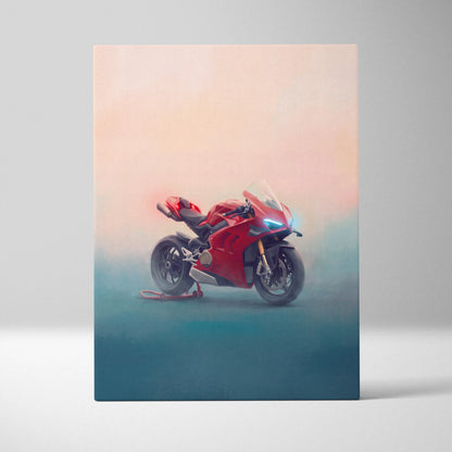 Ducati Panigale V4S Inspired Motorcycle Wall Art, Italian Superbike Print and Garage Decor