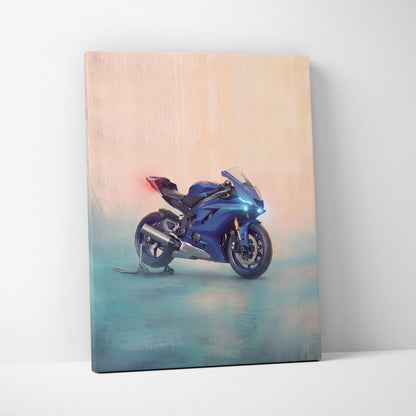 Yamaha R6 Inspired Canvas Art, Track Day Racing Poster and Rider Gift