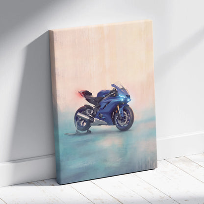 Yamaha R6 Inspired Canvas Art, Track Day Racing Poster and Rider Gift