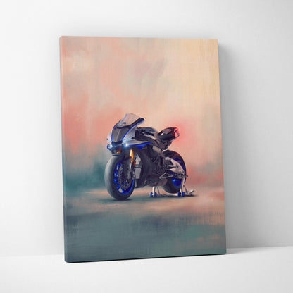 Yamaha R1M Inspired Sport Bike Wall Art, Crossplane Superbike Print and Rider Gift