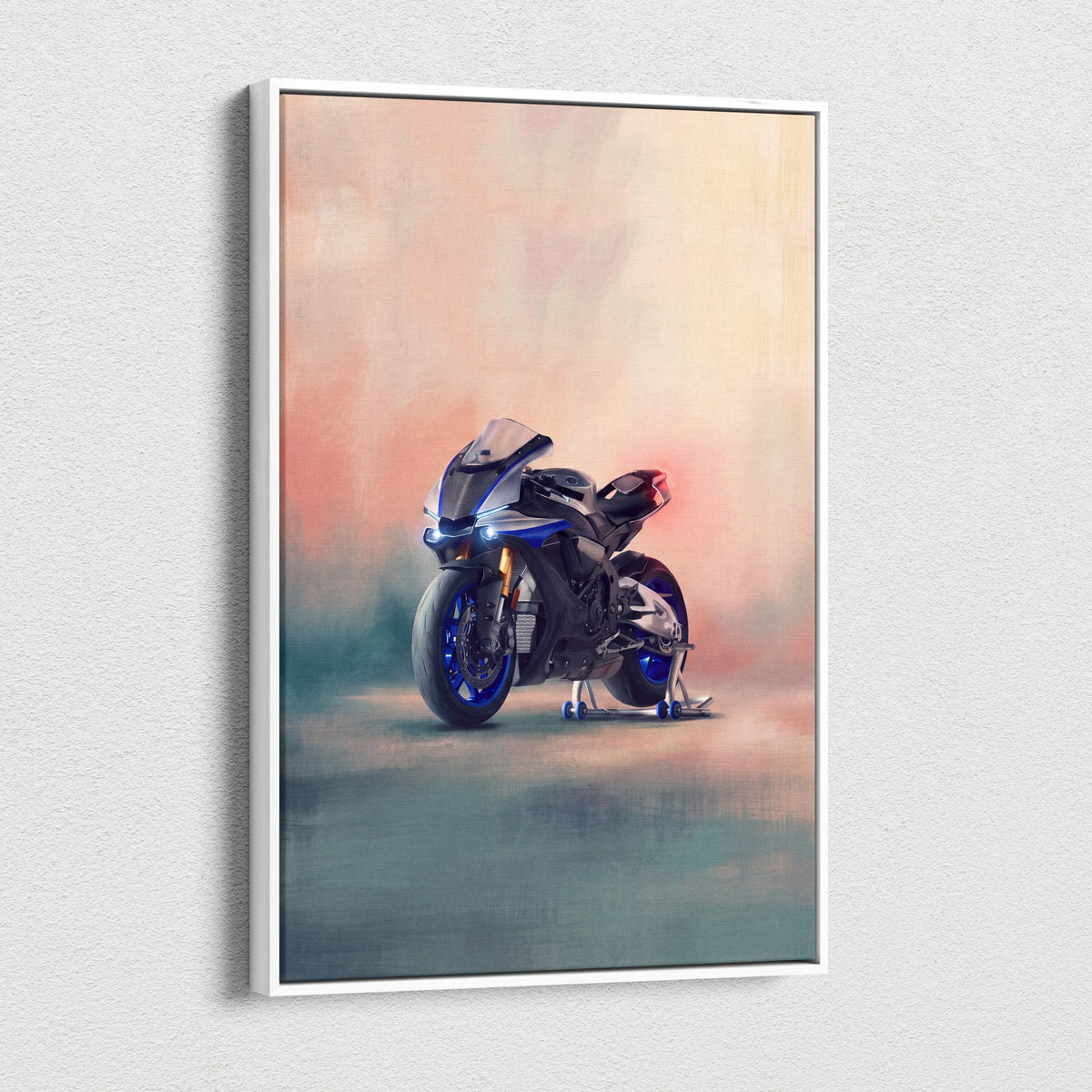 Yamaha R1M Inspired Sport Bike Wall Art, Crossplane Superbike Print and Rider Gift