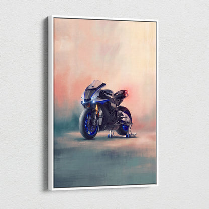 Yamaha R1M Inspired Sport Bike Wall Art, Crossplane Superbike Print and Rider Gift