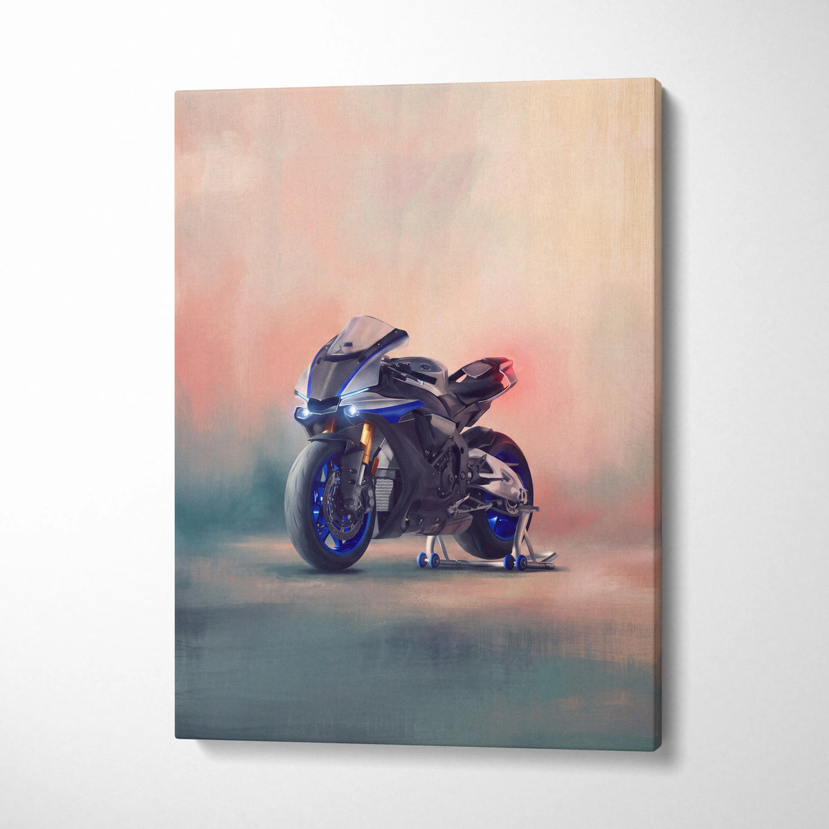 Yamaha R1M Inspired Sport Bike Wall Art, Crossplane Superbike Print and Rider Gift