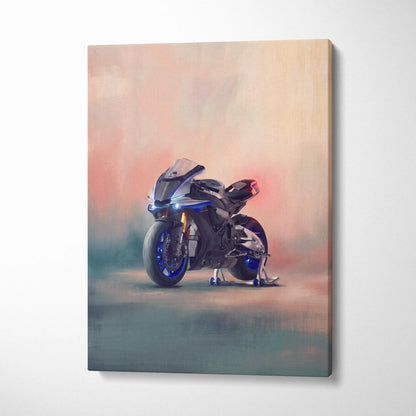 Yamaha R1M Inspired Sport Bike Wall Art, Crossplane Superbike Print and Rider Gift