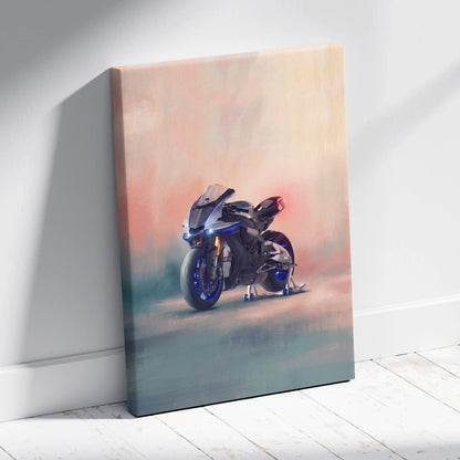 Yamaha R1M Inspired Sport Bike Wall Art, Crossplane Superbike Print and Rider Gift