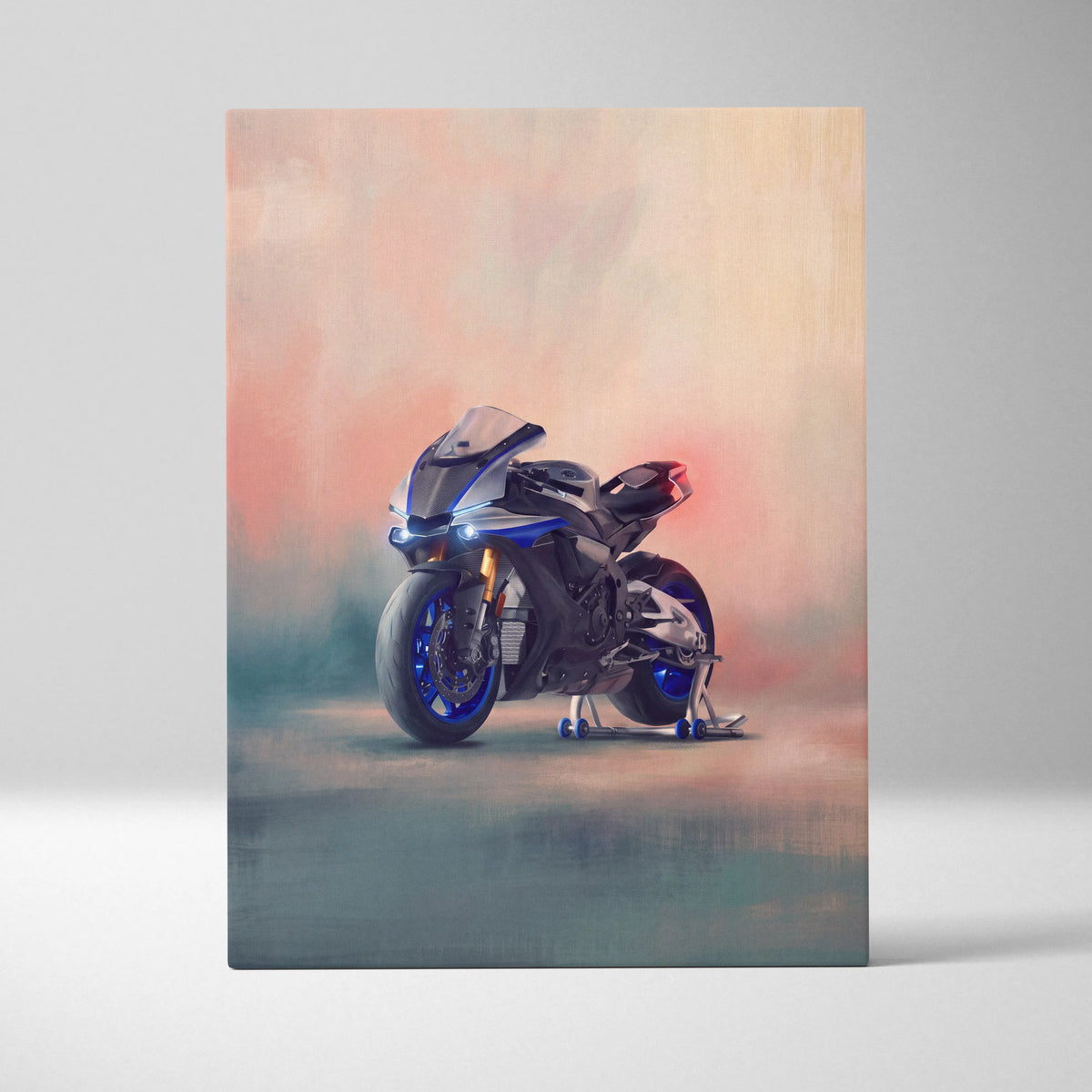 Yamaha R1M Inspired Sport Bike Wall Art, Crossplane Superbike Print and Rider Gift