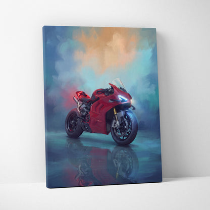 Ducati Panigale V4 Inspired Supersport Wall Art, Italian Superbike Canvas and Modern Garage Decor
