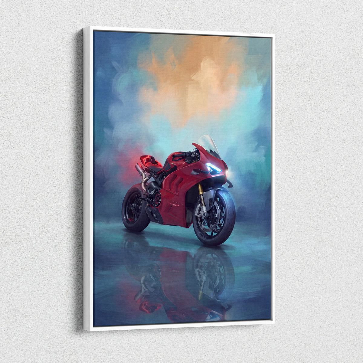 Ducati Panigale V4 Inspired Supersport Wall Art, Italian Superbike Canvas and Modern Garage Decor