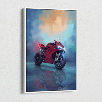Ducati Panigale V4 Inspired Supersport Wall Art, Italian Superbike Canvas and Modern Garage Decor
