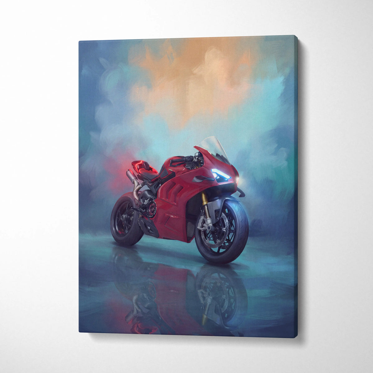 Ducati Panigale V4 Inspired Supersport Wall Art, Italian Superbike Canvas and Modern Garage Decor