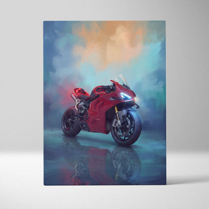 Ducati Panigale V4 Inspired Supersport Wall Art, Italian Superbike Canvas and Modern Garage Decor