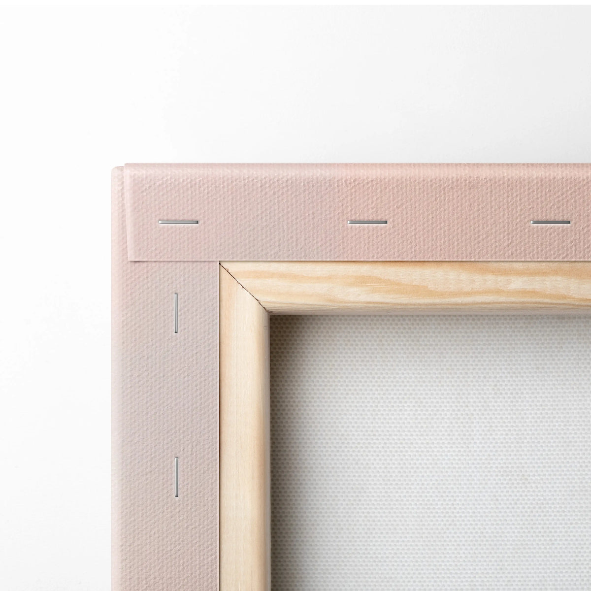 A blush pink canvas frame with light wood border and stitching details for bmw m1000rr inspired motorcycle wall art