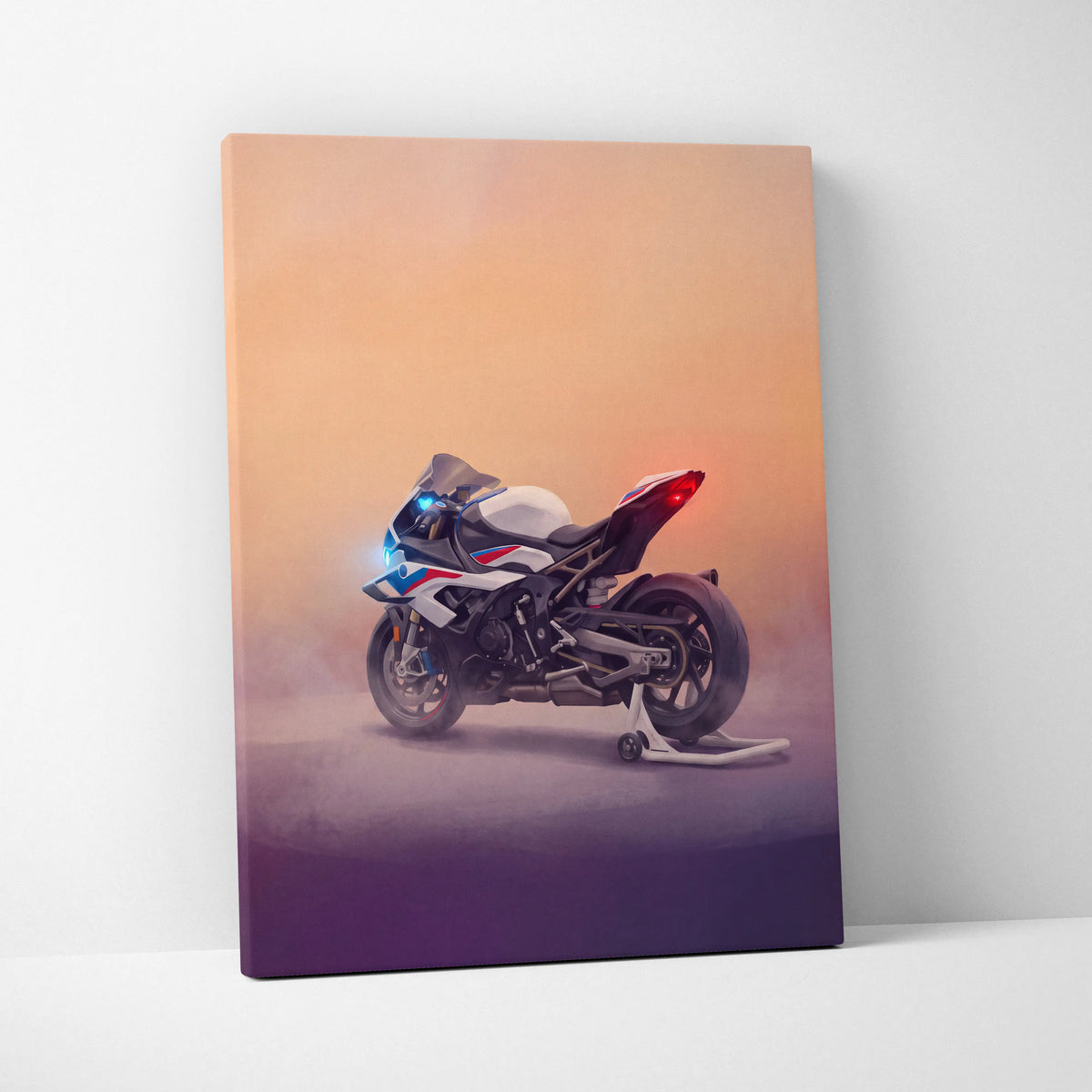 BMW S1000RR Inspired Supersport Wall Art, Blue Track Machine Poster and Rider Gift