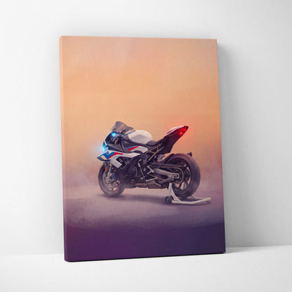 BMW S1000RR Inspired Supersport Wall Art, Blue Track Machine Poster and Rider Gift