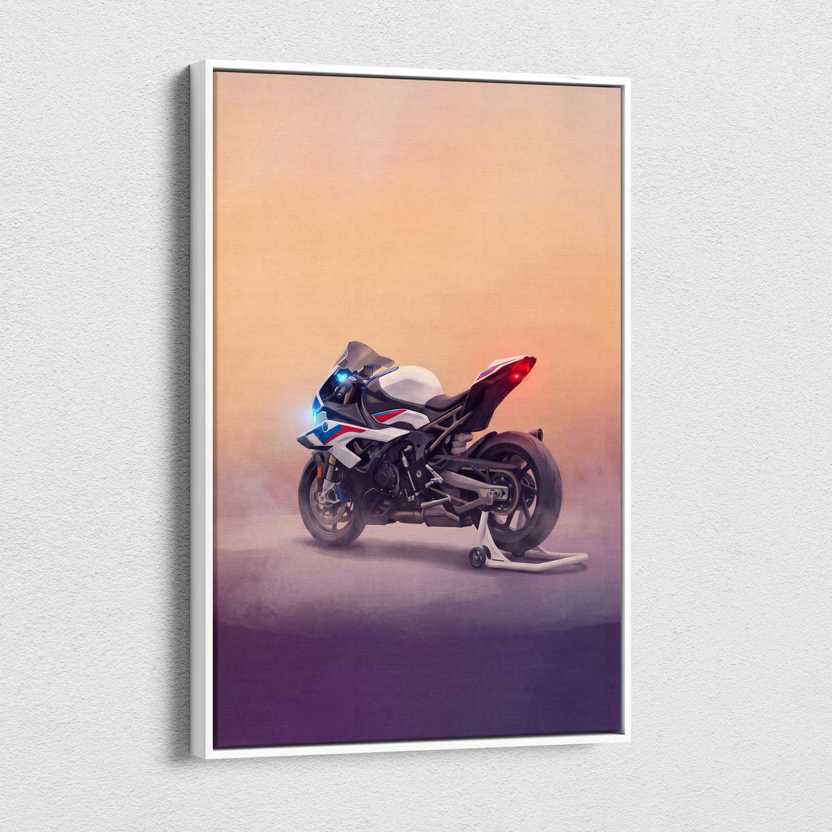 BMW S1000RR Inspired Supersport Wall Art, Blue Track Machine Poster and Rider Gift