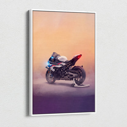 BMW S1000RR Inspired Supersport Wall Art, Blue Track Machine Poster and Rider Gift