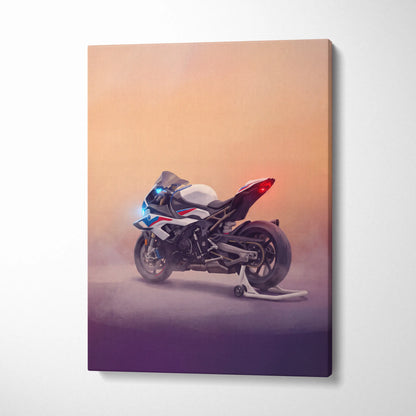 BMW S1000RR Inspired Supersport Wall Art, Blue Track Machine Poster and Rider Gift