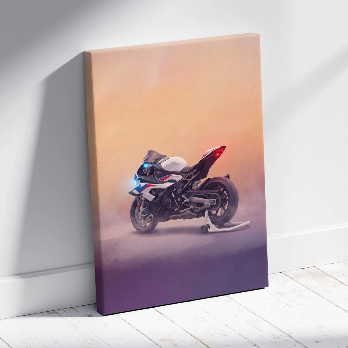 BMW S1000RR Inspired Supersport Wall Art, Blue Track Machine Poster and Rider Gift
