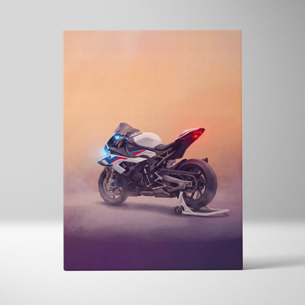 BMW S1000RR Inspired Supersport Wall Art, Blue Track Machine Poster and Rider Gift