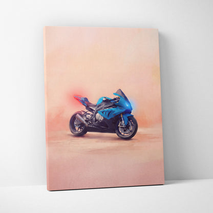 BMW S1000RR Inspired Sport Bike Wall Art, M-Power Superbike Print and Garage Decor