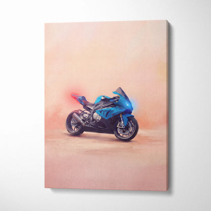 BMW S1000RR Inspired Sport Bike Wall Art, M-Power Superbike Print and Garage Decor