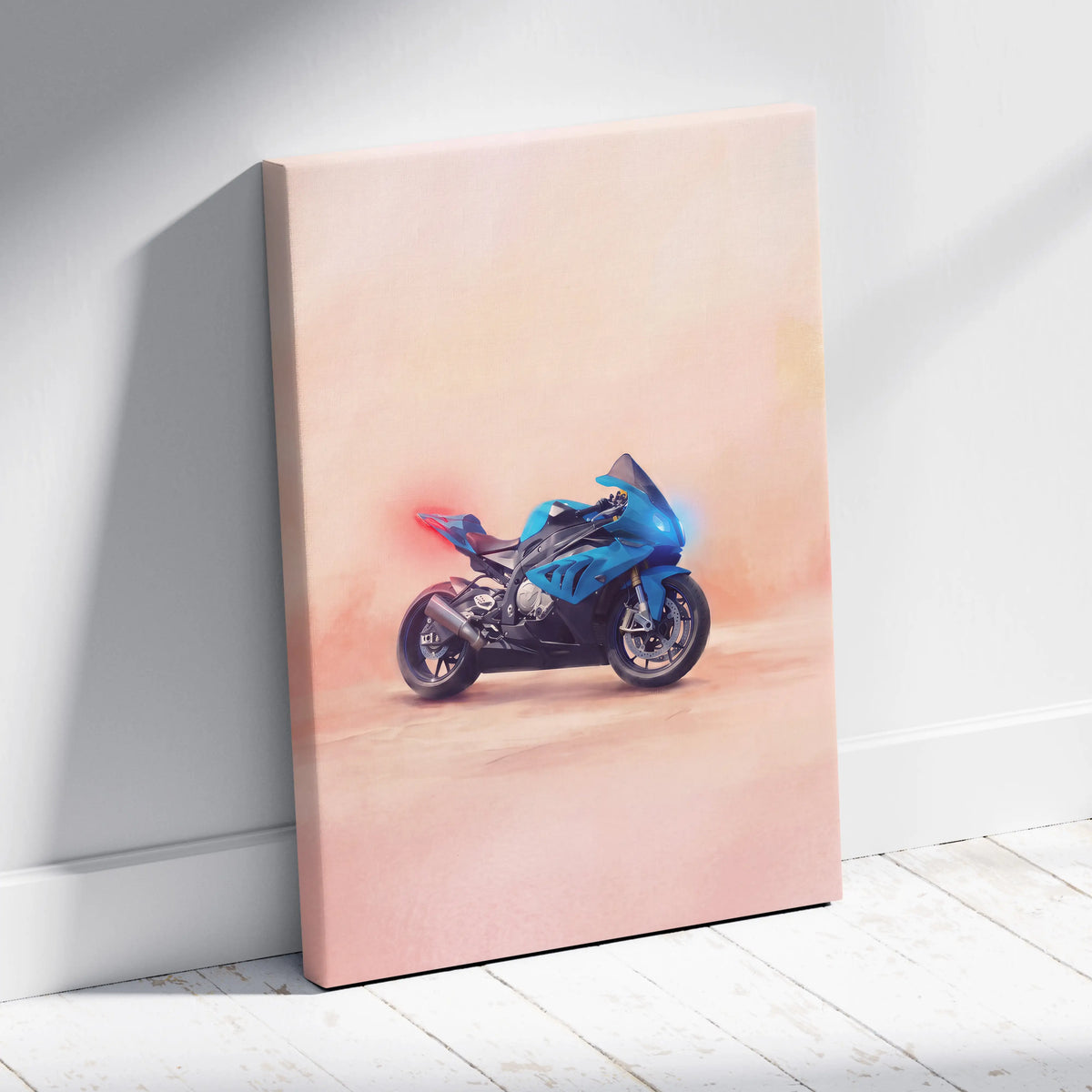 BMW S1000RR Inspired Sport Bike Wall Art, M-Power Superbike Print and Garage Decor