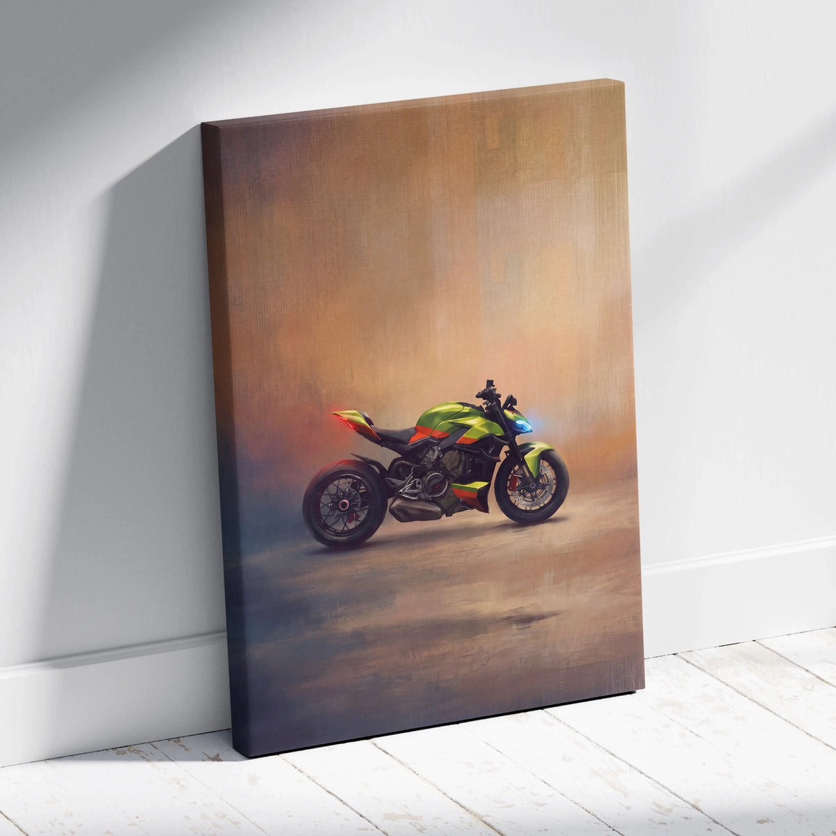 Ducati Streetfighter Lamborghini Inspired Canvas Art, Hypernaked Poster and Modern Garage Decor