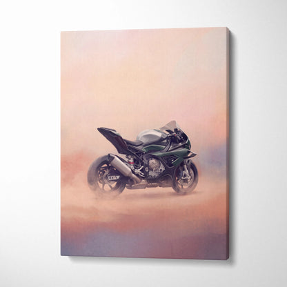 BMW S1000RR Inspired Canvas Art, Carbon Track Machine Poster and Modern Wall Decor