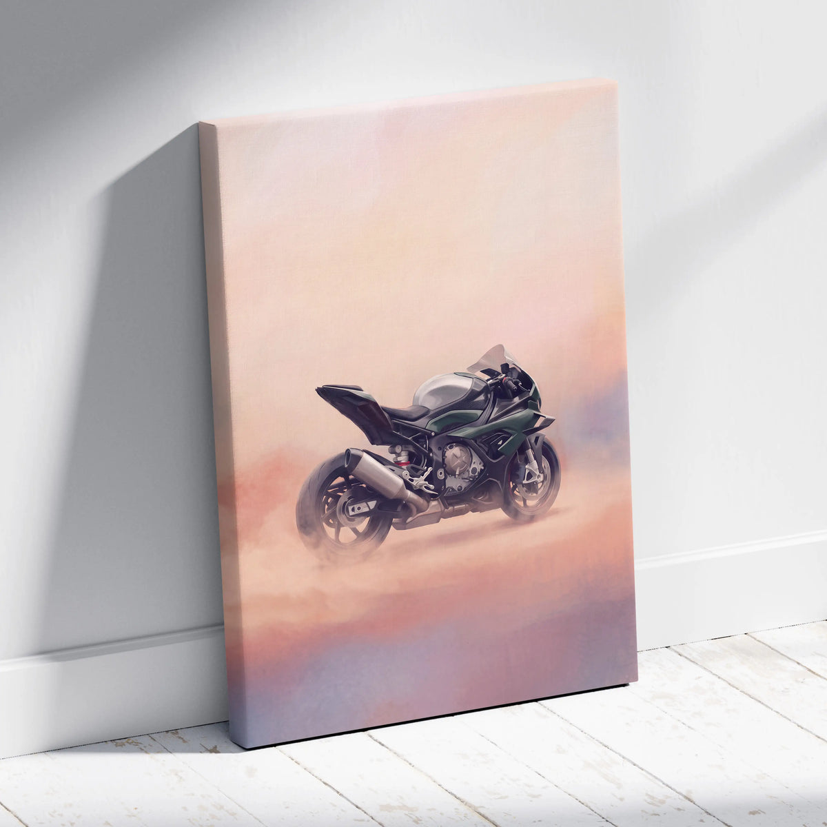 BMW S1000RR Inspired Canvas Art, Carbon Track Machine Poster and Modern Wall Decor
