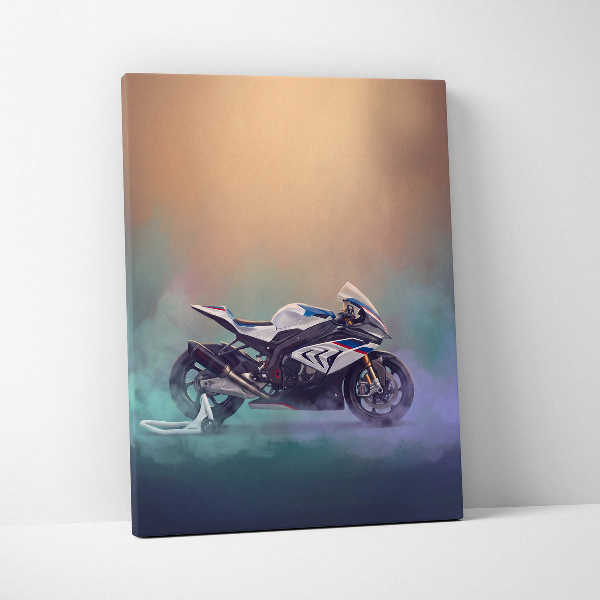 BMW S1000RR Inspired Sport Bike Wall Art, M-Power Superbike Print and Garage Decor